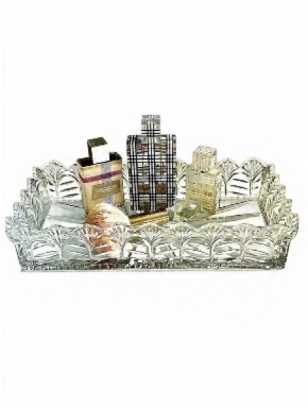 CRYSTAL CLEAR IND. Portico Crystal Blown Glass Bread Vanity Tray 13x7”